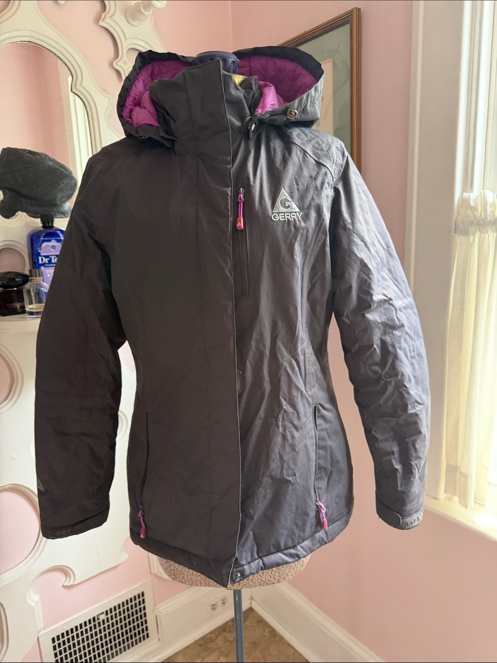 Gerry Women's Gray Puffer Jacket with Purple Lining